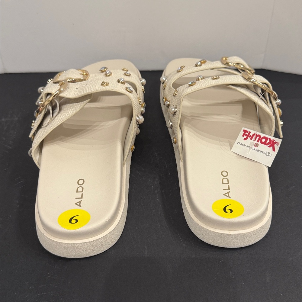 Aldo Beige Embellished Slide Studded Sandals- NWT-FINAL PRICE! size 9 - Picture 4 of 14